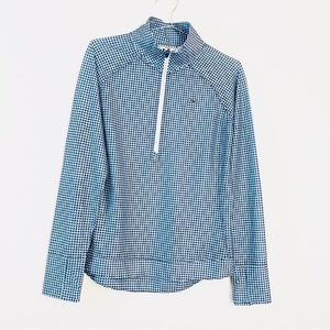 Vineyard Vines Blue and White Gingham Long Sleeve Tee